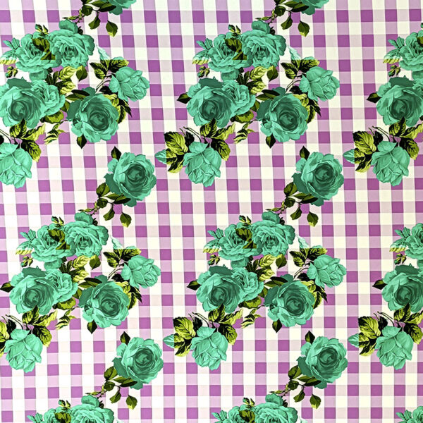 ESTAMPADO FLORAL VICHY CREPPE BIELASTICA - Imagen 2