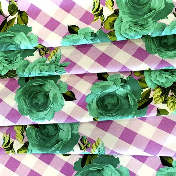 ESTAMPADO FLORAL VICHY CREPPE BIELASTICA - Imagen 4