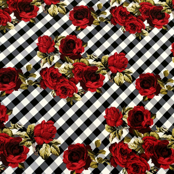 ESTAMPADO FLORAL VICHY CREPPE BIELASTICA - Imagen 3