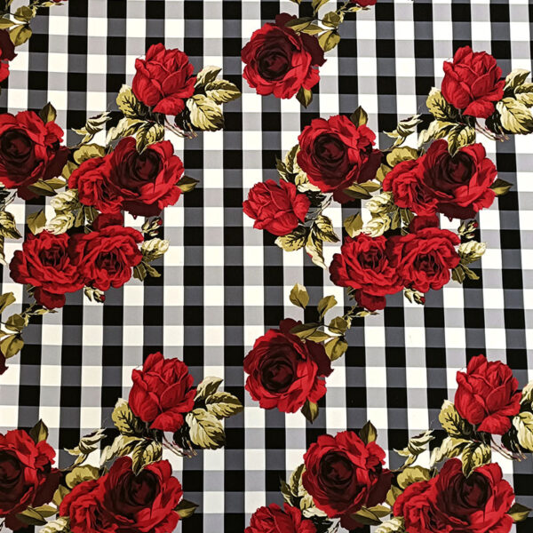 ESTAMPADO FLORAL VICHY CREPPE BIELASTICA - Imagen 4