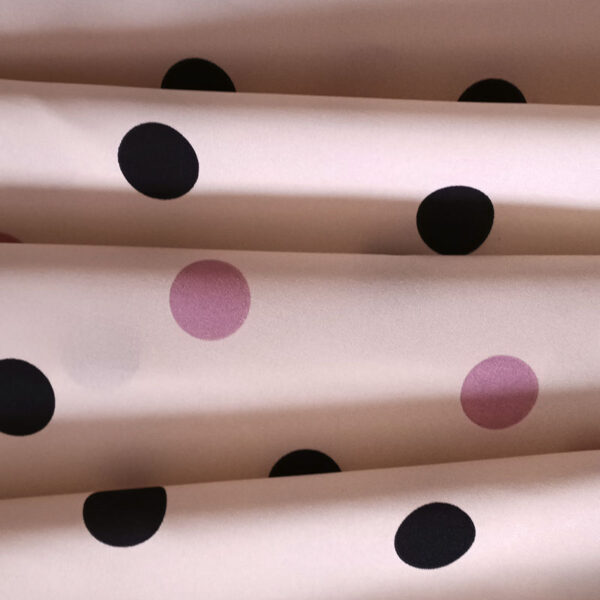 STRECH BEIGE CON LUNARES ROSA EMPOLVADO Y NEGRO - Imagen 6