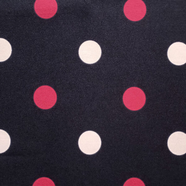 STRECH ESTAMPADO LUNARES DE 35MM NEGRO CON ROJO Y BEIGE - Imagen 4