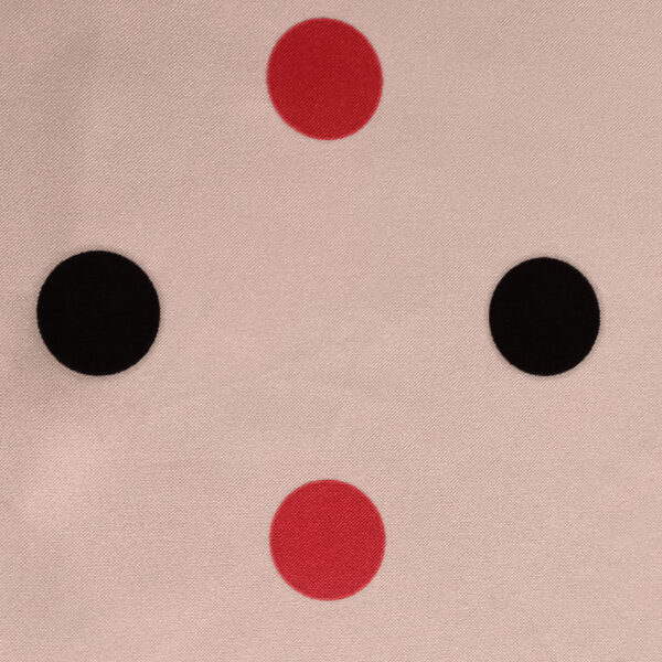 STRECH ESTAMPADO LUNARES DE 35MM BEIGE CON ROJO Y NEGRO - Imagen 2