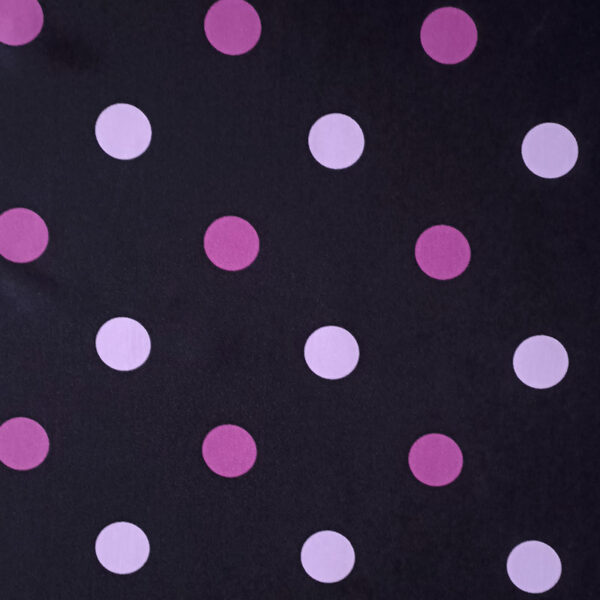 STRECH ESTAMPADO LUNARES DE 35MM negro con malva y fucsia - Imagen 2