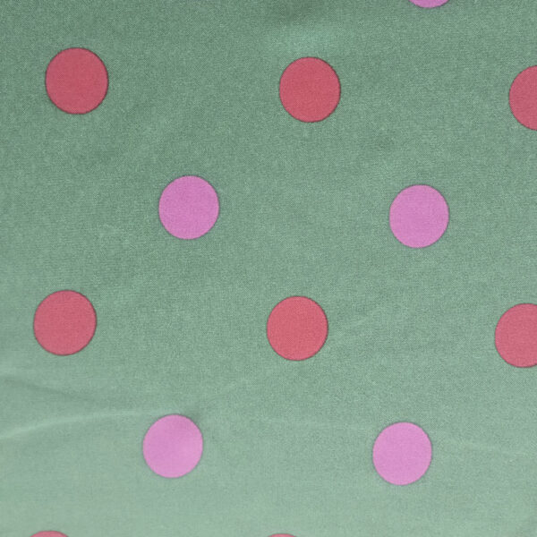 STRECH ESTAMPADO LUNARES DE 35MM verde lunares malva y rosa