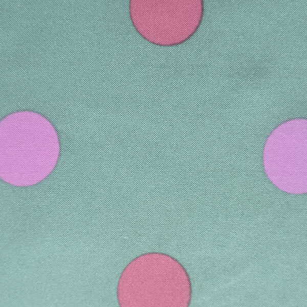 STRECH ESTAMPADO LUNARES DE 35MM verde lunares malva y rosa - Imagen 4