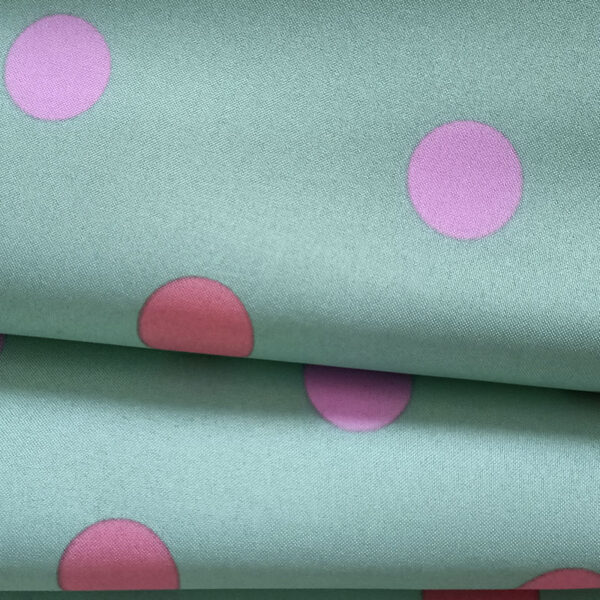 STRECH ESTAMPADO LUNARES DE 35MM verde lunares malva y rosa - Imagen 5