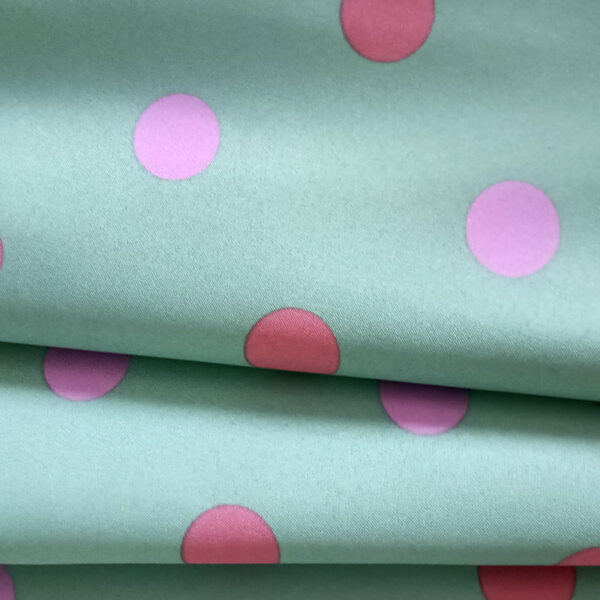 STRECH ESTAMPADO LUNARES DE 35MM verde lunares malva y rosa - Imagen 6