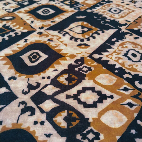 LINO ESTAMPADO ETNICO BEIGE,NEGRO Y MOSTAZA - Imagen 5