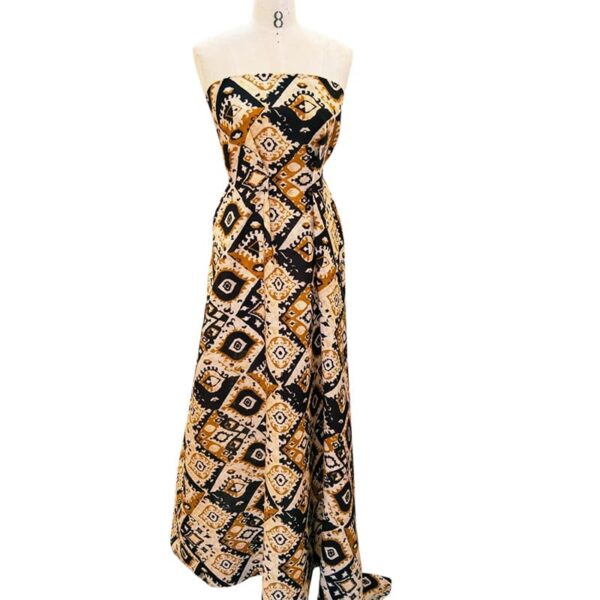 LINO ESTAMPADO ETNICO BEIGE,NEGRO Y MOSTAZA