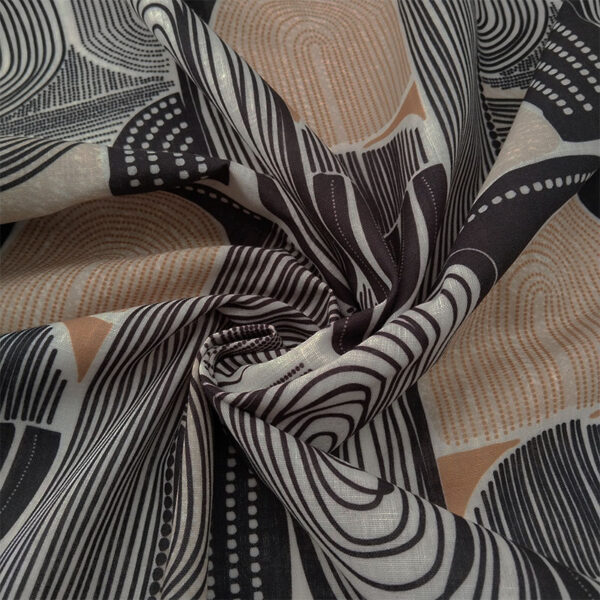 LINO ESTAMPADO ETNICO BEIGE,NEGRO Y MOSTAZA - Imagen 5