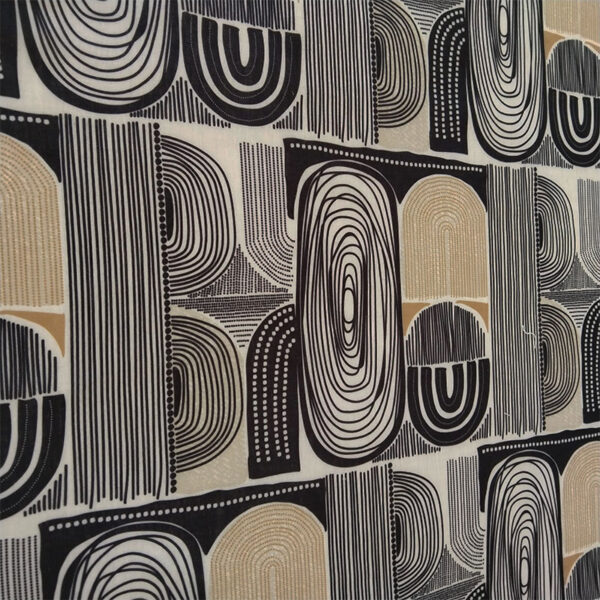 LINO ESTAMPADO ETNICO BEIGE,NEGRO Y MOSTAZA