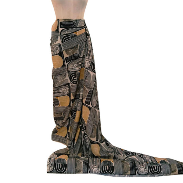 LINO ESTAMPADO ETNICO BEIGE,NEGRO Y MOSTAZA - Imagen 3