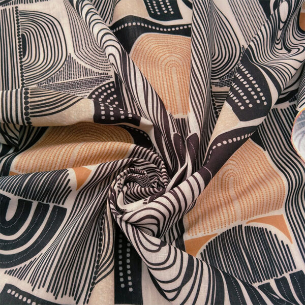 LINO ESTAMPADO ETNICO BEIGE,NEGRO Y MOSTAZA - Imagen 2