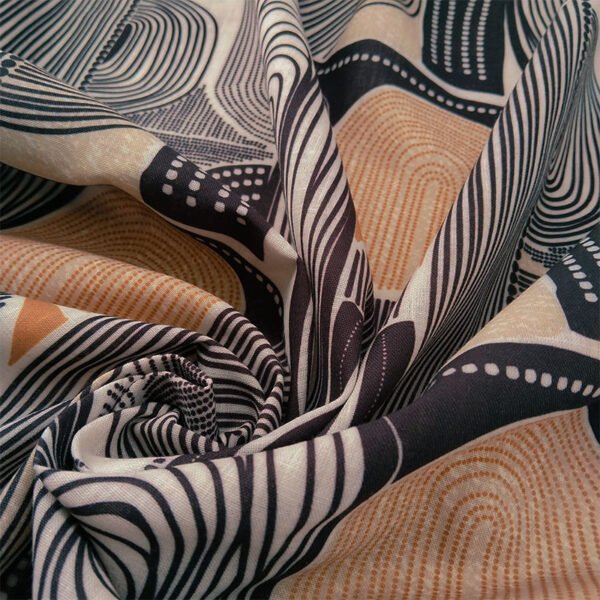 LINO ESTAMPADO ETNICO BEIGE,NEGRO Y MOSTAZA - Imagen 6