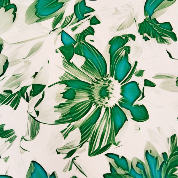 TELA SATEN ESTAMPADO FLORAL VERDE - Imagen 5