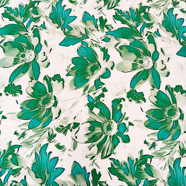 TELA SATEN ESTAMPADO FLORAL VERDE - Imagen 6