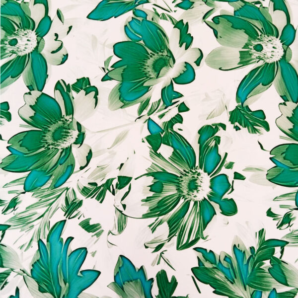 TELA SATEN ESTAMPADO FLORAL VERDE