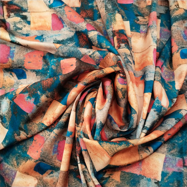 SATEN ESTAMPADO GEOMETRICO MULTICOLOR - Imagen 2