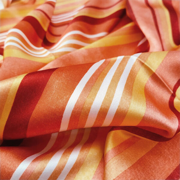 SATEN ESTAMPADO RAYAS TONOS NARANJAS - Imagen 3