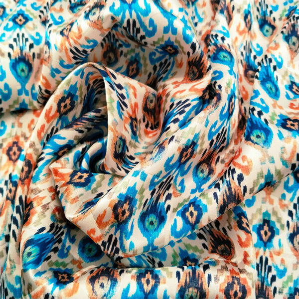 SATEN ESTAMPADO GEOMETRICO IKAT - Imagen 3