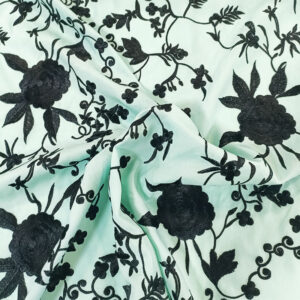 Mantón bordado viscosa verde negro