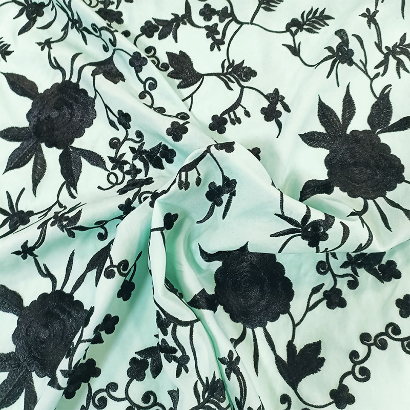 Mantón bordado viscosa verde negro