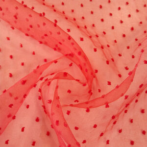 Organza transparente plumeti rojo
