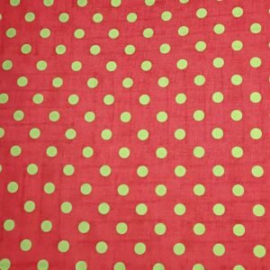 Tela de lunares  rojo y verde pistacho