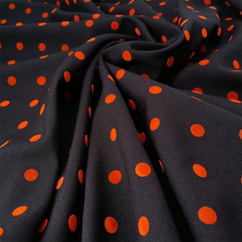 Tela en negro con lunar naranja quemado - Imagen 2