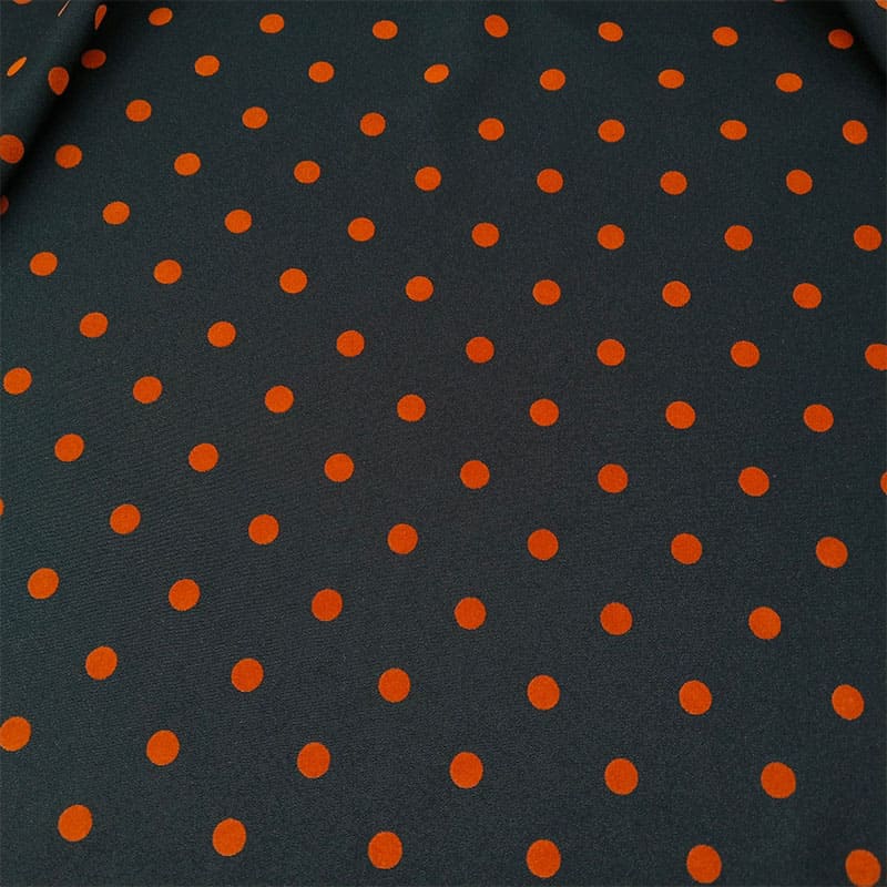 Tela en negro con lunar naranja quemado - Imagen 3