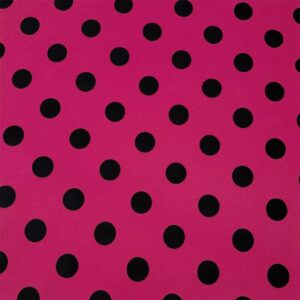 Tela en fucsia con lunar negro flocado