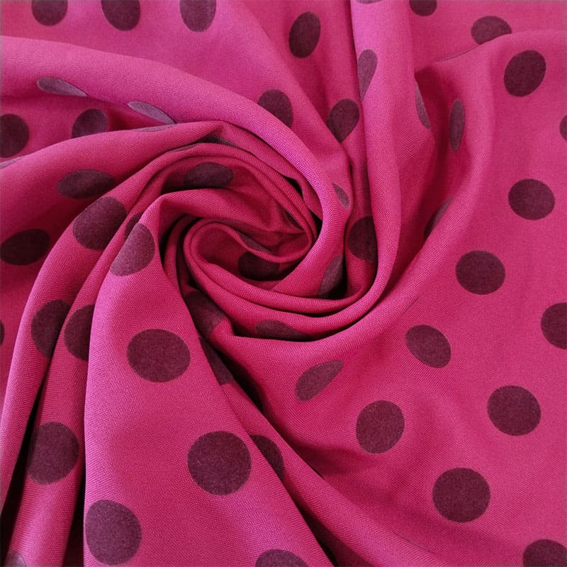 Tela en fucsia lunar color ciruela flocado - Imagen 3