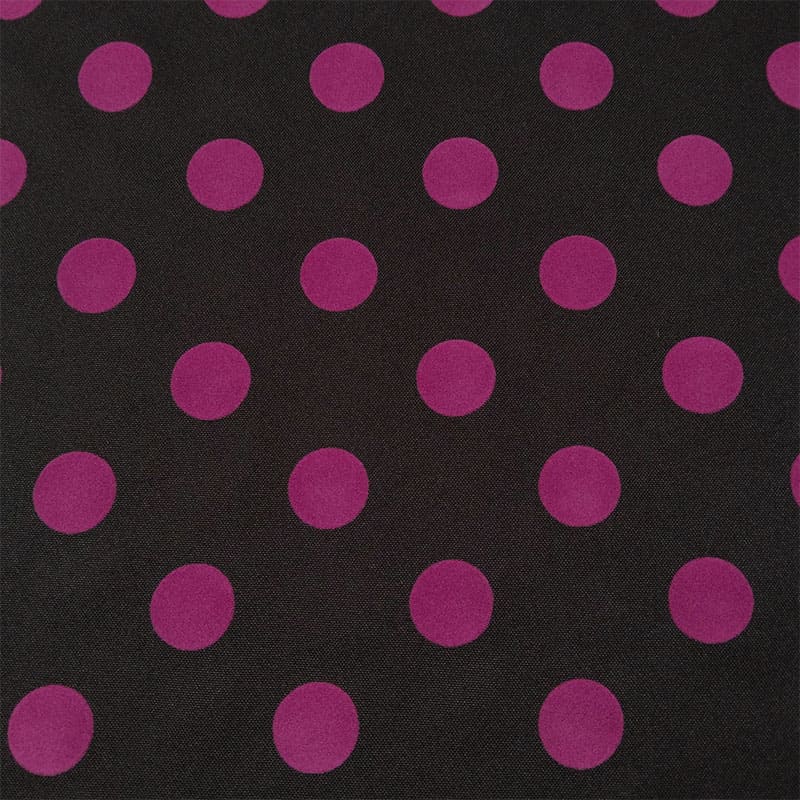 Tela en negro lunar color fucsia flocado - Imagen 2