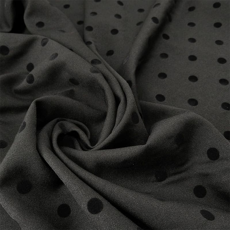 Tela en negro con lunar negro flocado - Imagen 2