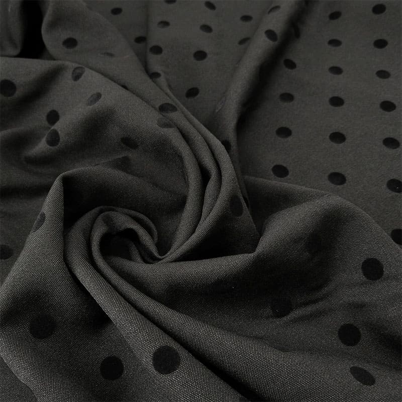 Tela en negro con lunar negro flocado - Imagen 3