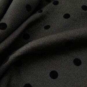 Tela en negro con lunar negro flocado